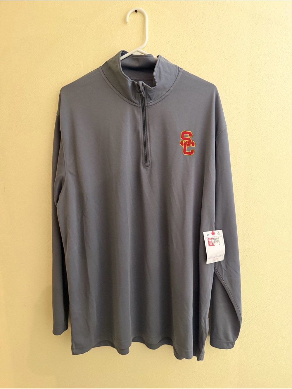 Champion Men's Gray Quarter-Zip Pullover with Red USC Logo